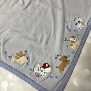 Carter's Blue Puppy Dog Striped Baby Blanket Joe Fred Charlie Woof Dave Mike